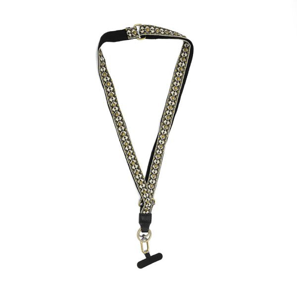 Joy Susan Studded Embroidered Adjustable Lanyard Black