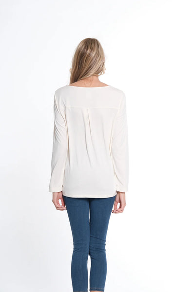 Multiples L/S Scoop Neck Top Winter White