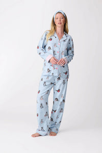 PJ Salvage Flannel Cats PJ Set Blue Tint