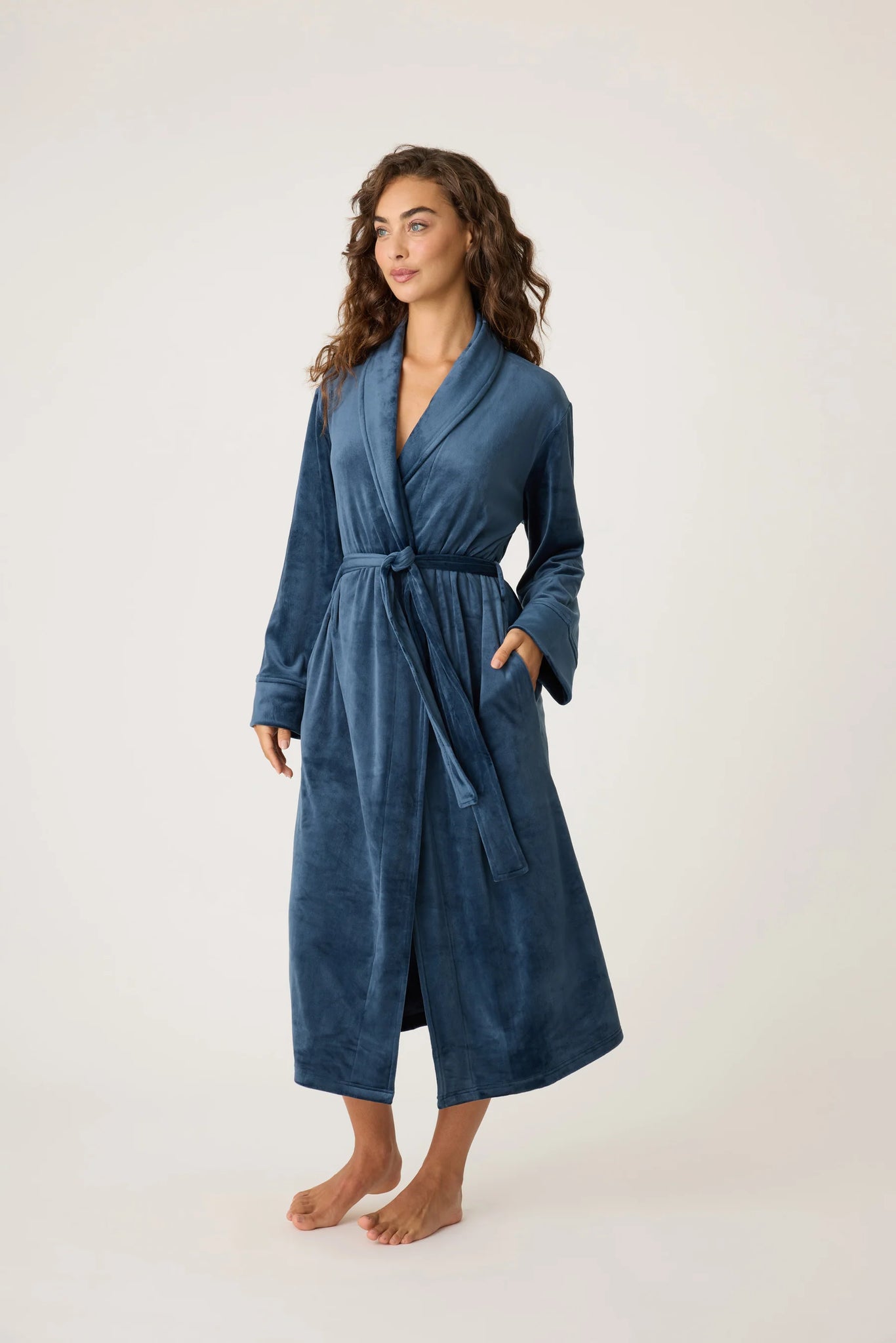 PJ Salvage Velvety Velour Robe Navy