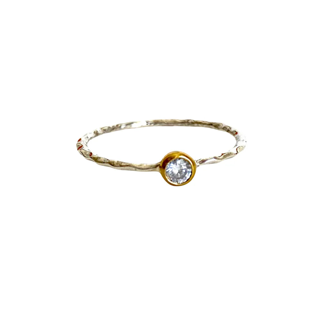 Ritual Beveled Ring with Round Zirconia