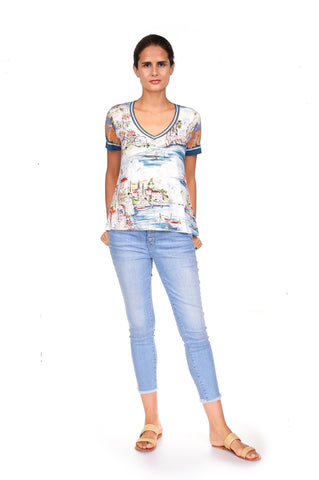 Johnny Was The Janie Favorite S/S V Neck Swing Tee Multi