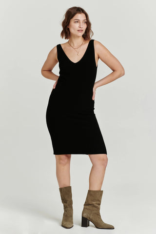 Another Love Nalani  V Neck Sweater Dress Black