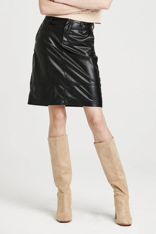 Another Love Venus Zip Skirt Black Vegan Leather