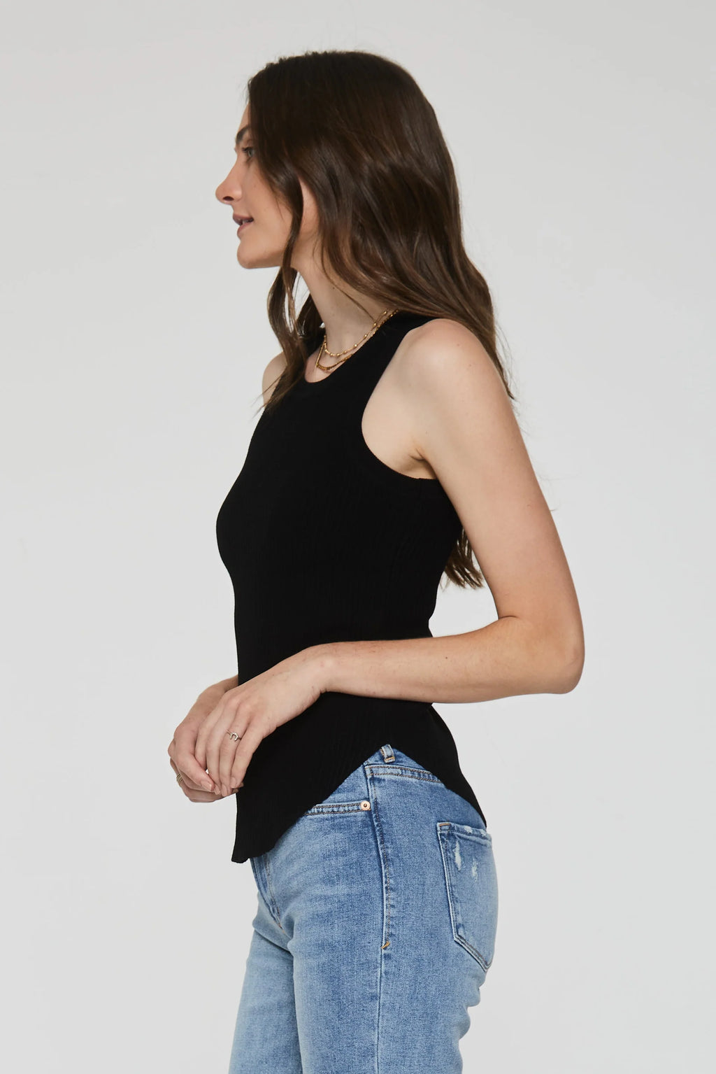 Another Love Cora Sleeveless Rib Top Black