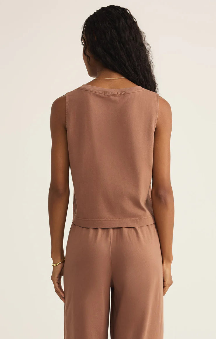 Z Supply V Neck Top/Flare Pant Teakwood Set