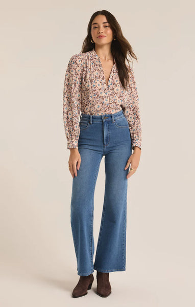 Z Supply Esme La Paz Floral Blouse Latte