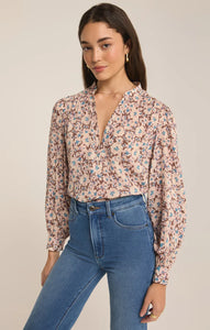 Z Supply Esme La Paz Floral Blouse Latte