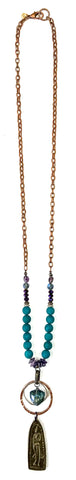 Lost & Found Beaded & Chain W/Rings & Mala Pendant
