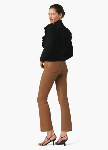 Joe's The Callie High Rise Cropped Bootcut Coated Leather Brown
