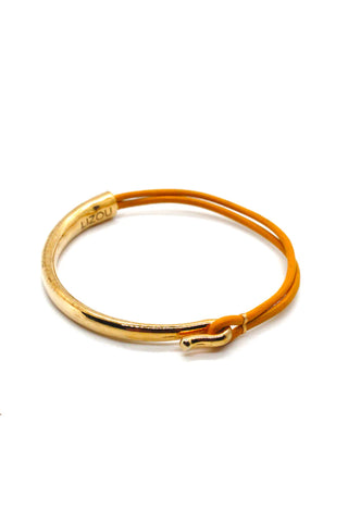 Lizou Leather & Gold Bracelet, Yellow