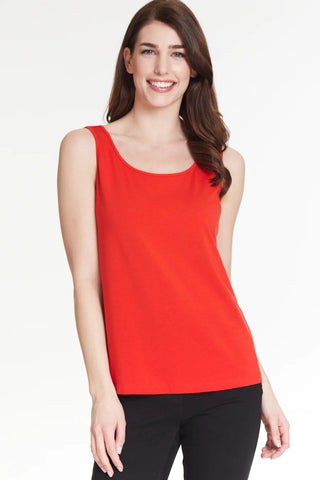Multiples Double Scoop Neck Tank, Red