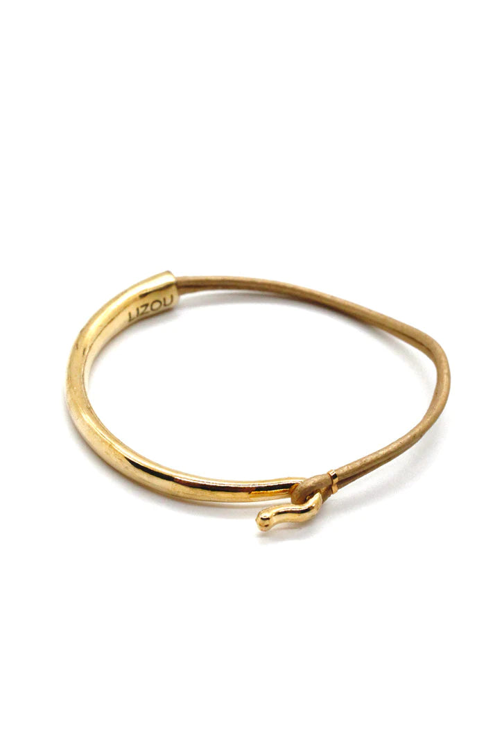 Lizou Leather & Gold Bracelet, Gold
