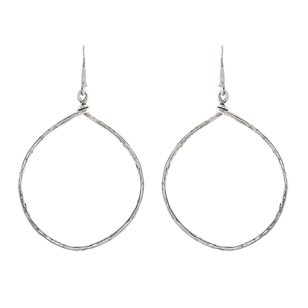 Ritual Large Drop Hoops Hammered W/Fancy Hook