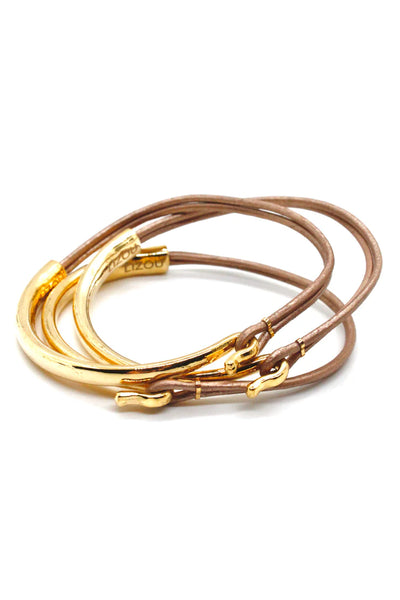 Lizou Leather & Gold Bracelet, Satin