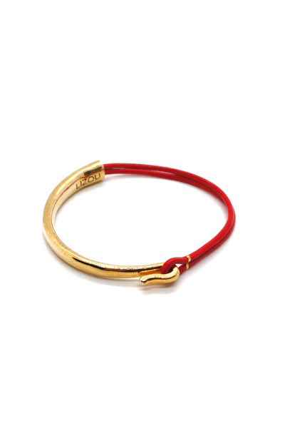 Lizou Leather & Gold Bracelet, Strawberry