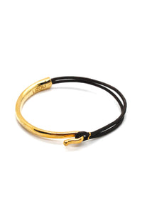 Lizou Leather & Gold Bracelet, Dark Brown