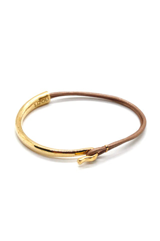 Lizou Leather & Gold Bracelet, Satin