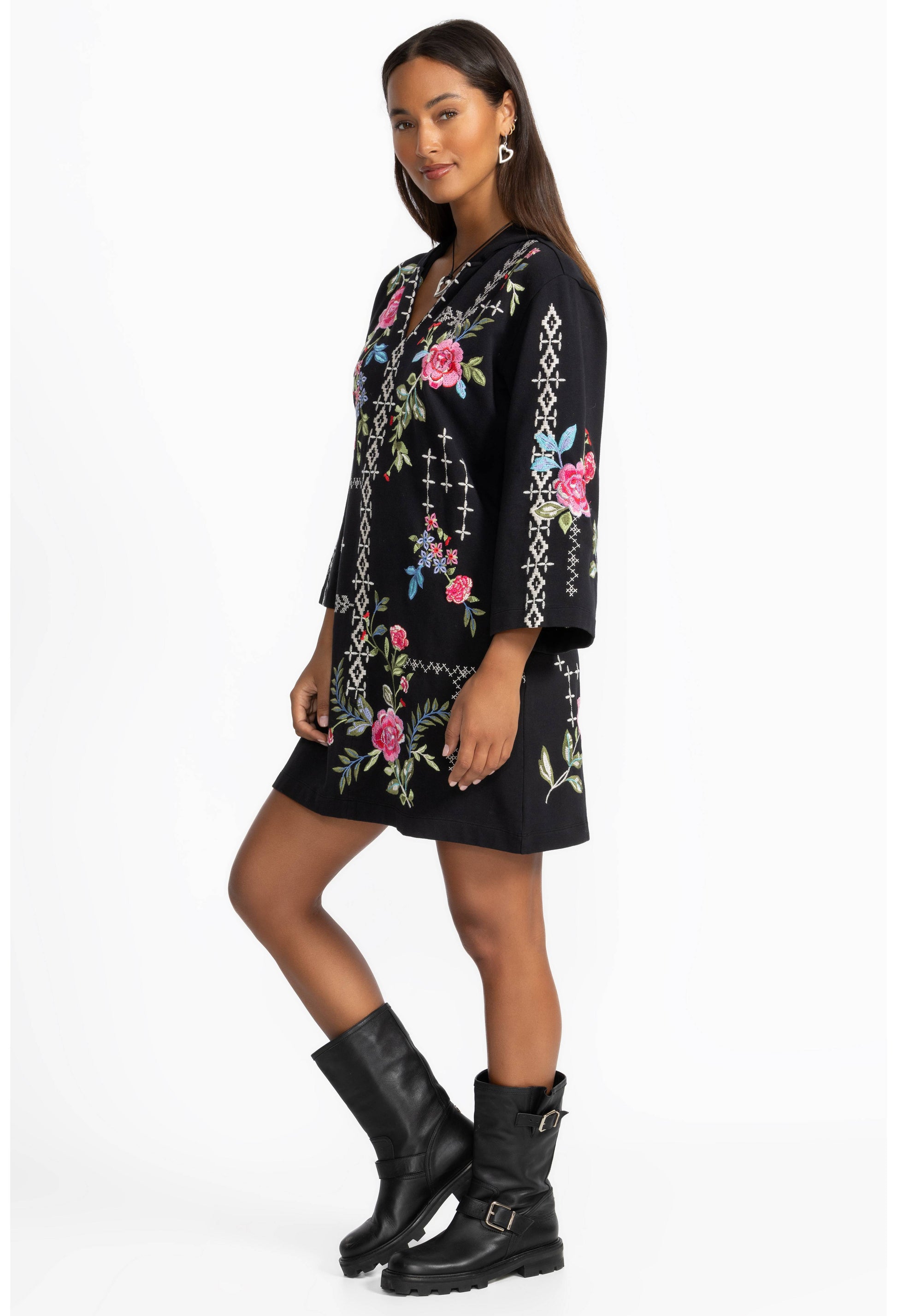 Johnny Was Hooded Knit Beach Dress Black Deasee's Boutique Johnny Was Hooded Knit Beach Dress Black Deasee's Boutique
