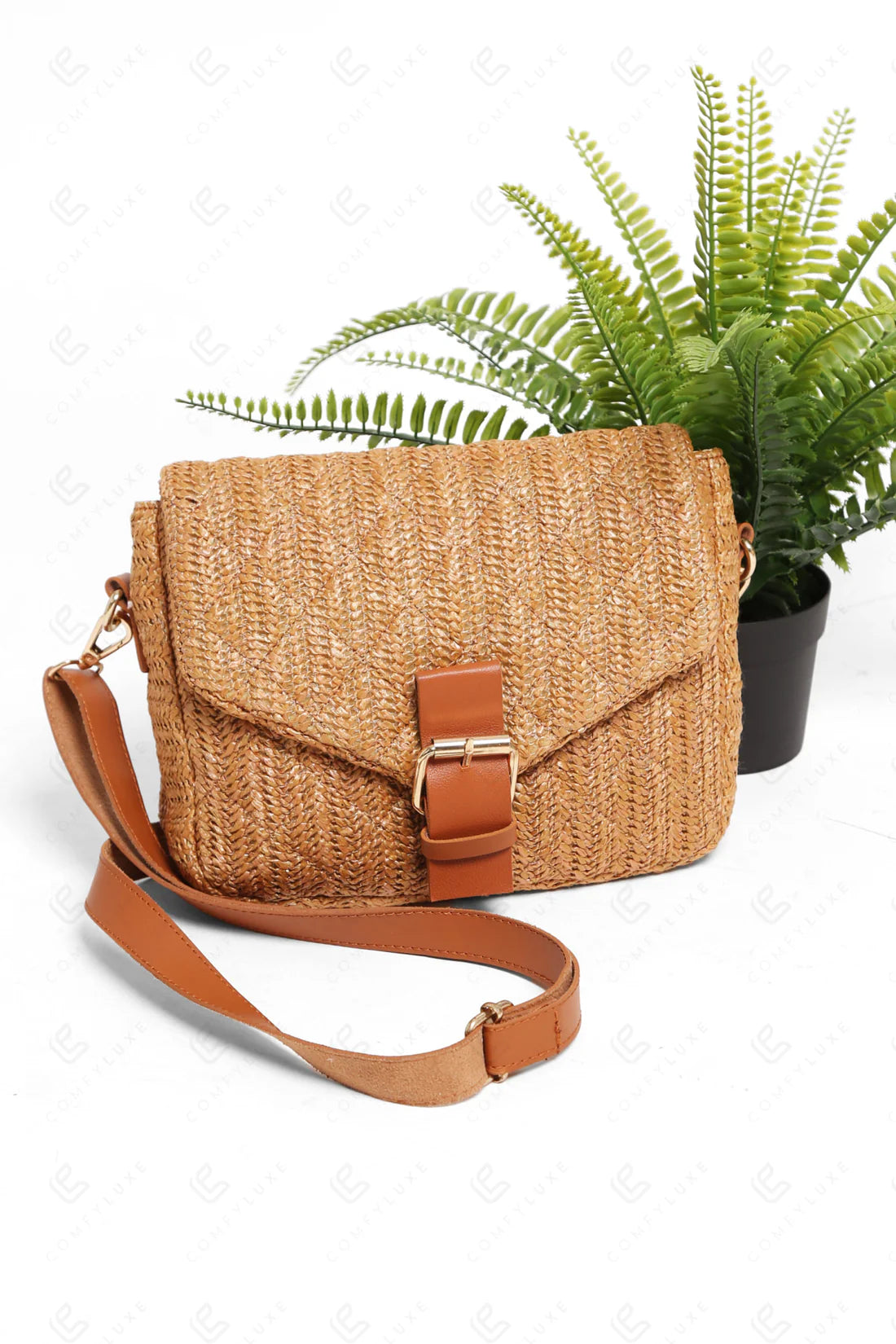 JOIA Straw Crossbody Bag