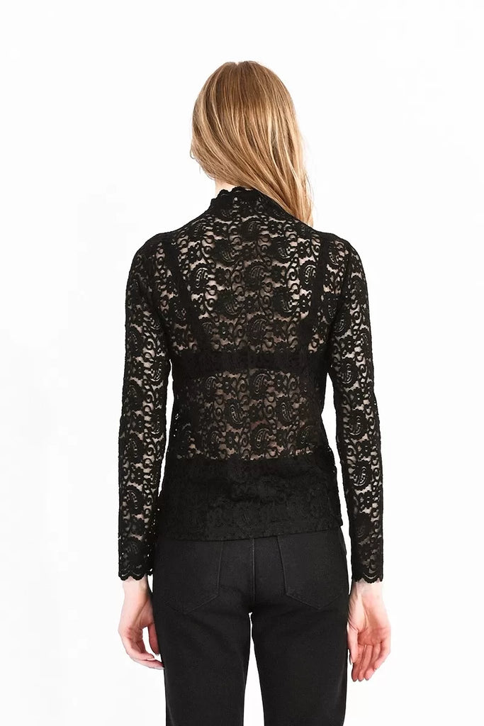 Molly Bracken Lace Jersey High Neck Top Black – Deasee's Boutique