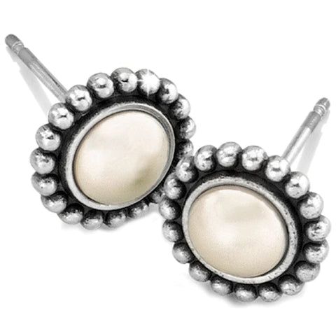 Brighton Luster Mini Post Earrings Silver Pearl