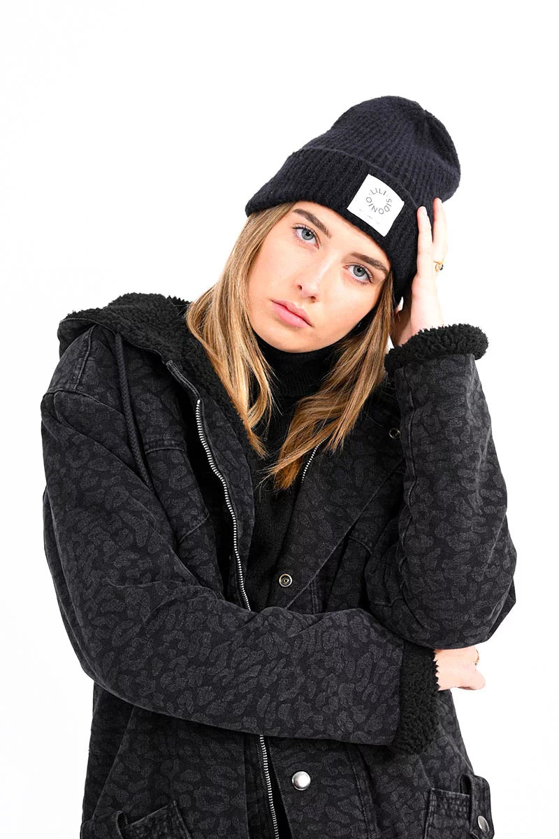 Lili Sidonio Ribbed Cuff Beanie Black
