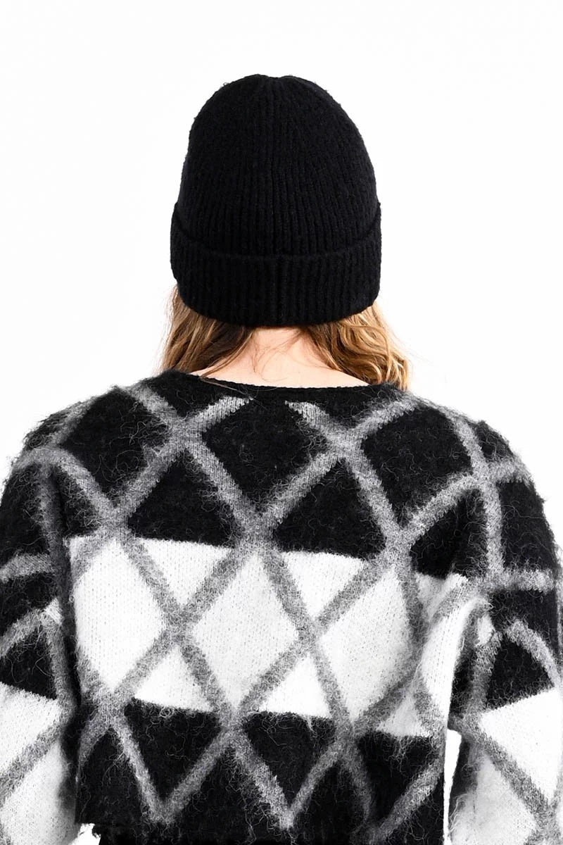 Lili Sidonio Ribbed Cuff Beanie Black