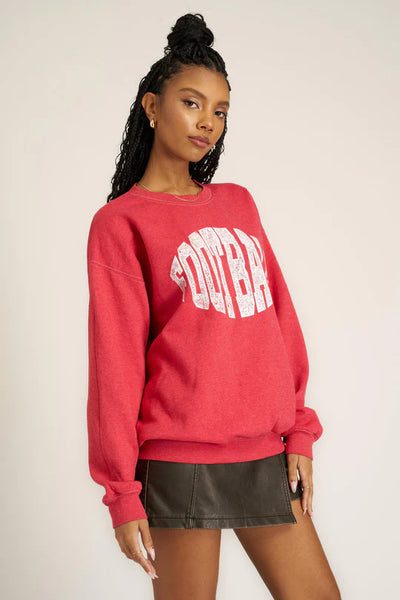 Project Social T Football Oversized Sweatshirt Red Dahlia