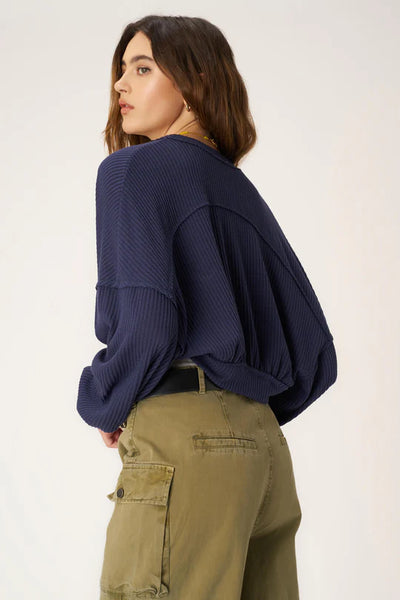 Project Social T Ivy Slouchy Sweater Rib Shrug Navy Bliss