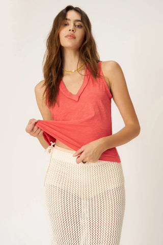 Project Social T Let Me Know Slub V Neck Tank Sunset Coral