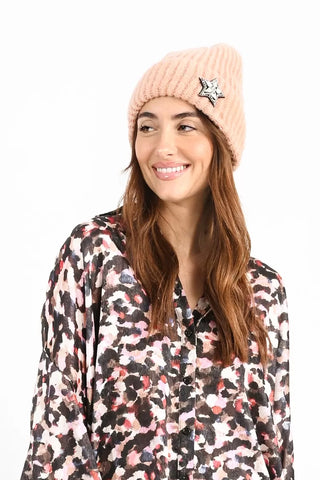 Molly Bracken Star Knit Beanie Light Pink