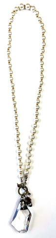 Lost & Found Knotted Pearl W/Front Toggle & Cluster Necklace
