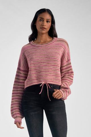 Elan Crew Neck Sweater Rose Stripe