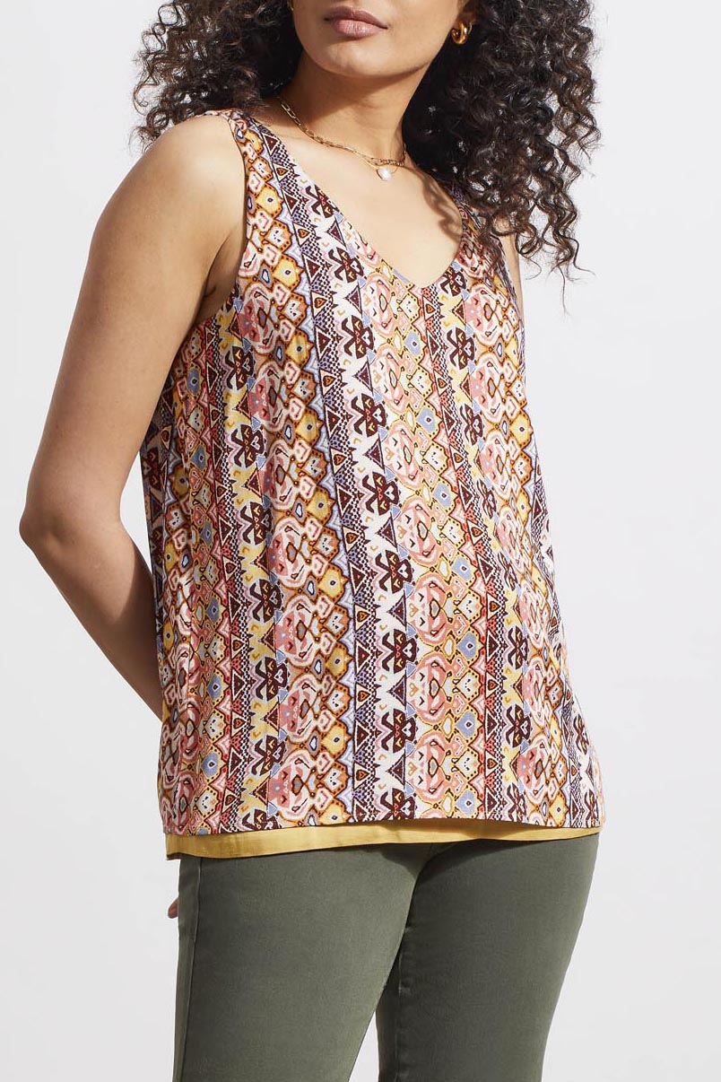 Tribal Reversible V Neck Cami Dijon
