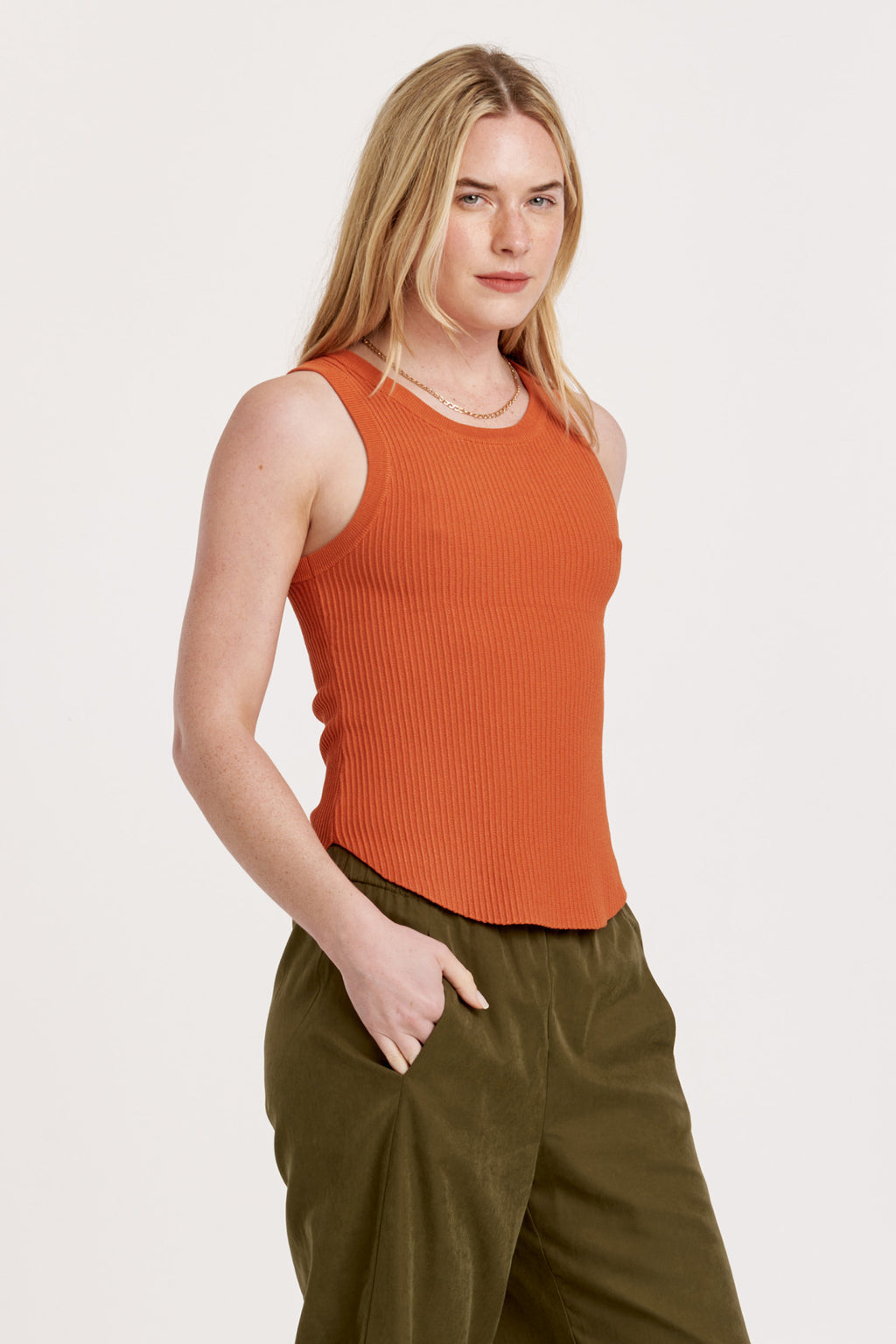 Another Love Cora Sleeveless Rib Pumpkin