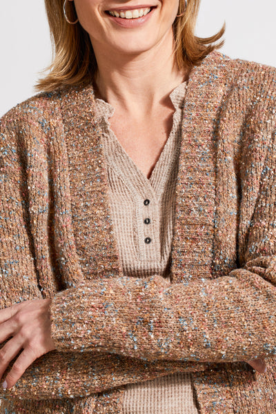 Tribal Cardigan Sweater W/Patch Pockets Cappuccino