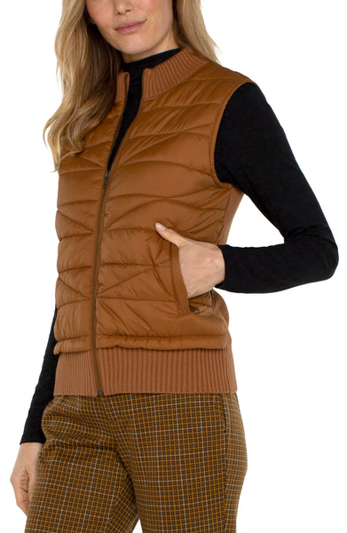 Liverpool Sleeveless Quilted Sweater Vest Tumeric