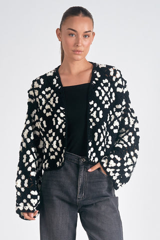 Elan Cardigan Sweater Black White