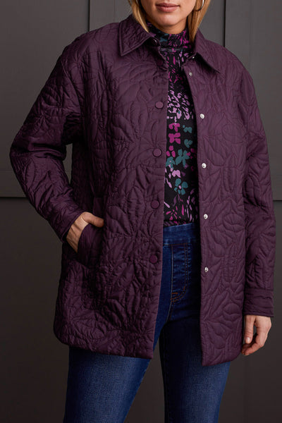 Tribal Quilted Snapped Front Shacket Raisin