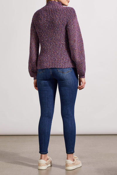 Tribal Funnel Neck Oversized Sweater Raisin