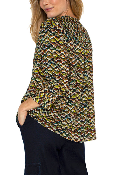 Liverpool 3/4 Sleeve Popover Woven Blouse Tourmaline