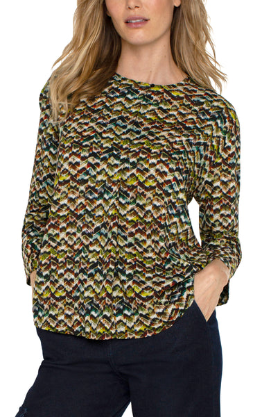 Liverpool 3/4 Sleeve Popover Woven Blouse Tourmaline