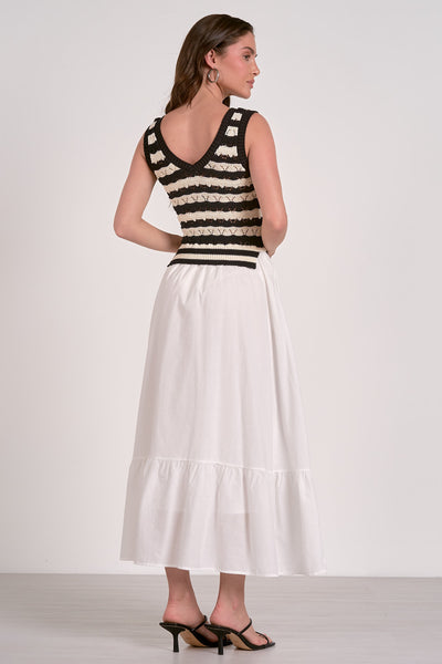 Elan Woven & Knit White Black Stripe Combo