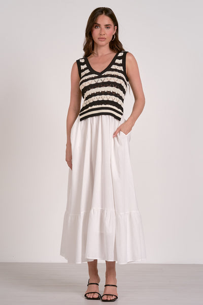 Elan Woven & Knit White Black Stripe Combo