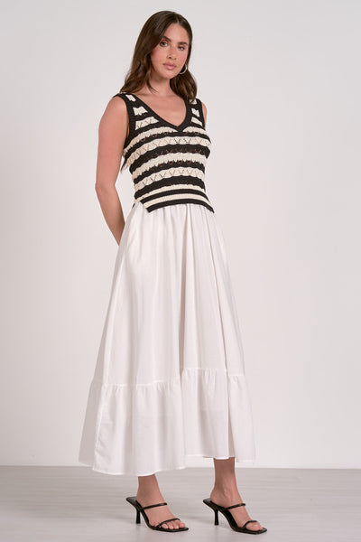 Elan Woven & Knit White Black Stripe Combo