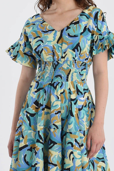 Molly Bracken Midi Print Dress Mint Jeanne