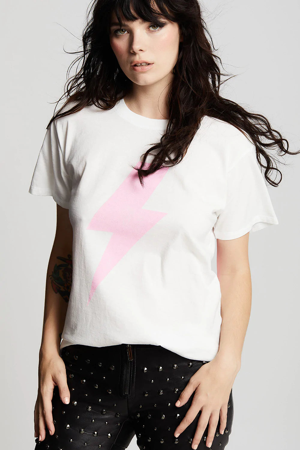 Recycled Karma AC/DC Pink Bolt Tee White