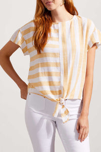 Tribal Tie Front Blouse W/Frill Sleeve Yellovango