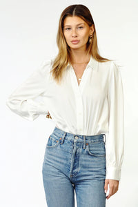 Adelyn Rae Kiara Button Up Shirt Bodysuit White